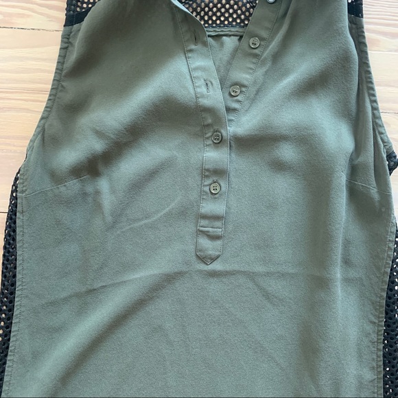LAMB olive green button down top size XS - Picture 2 of 6